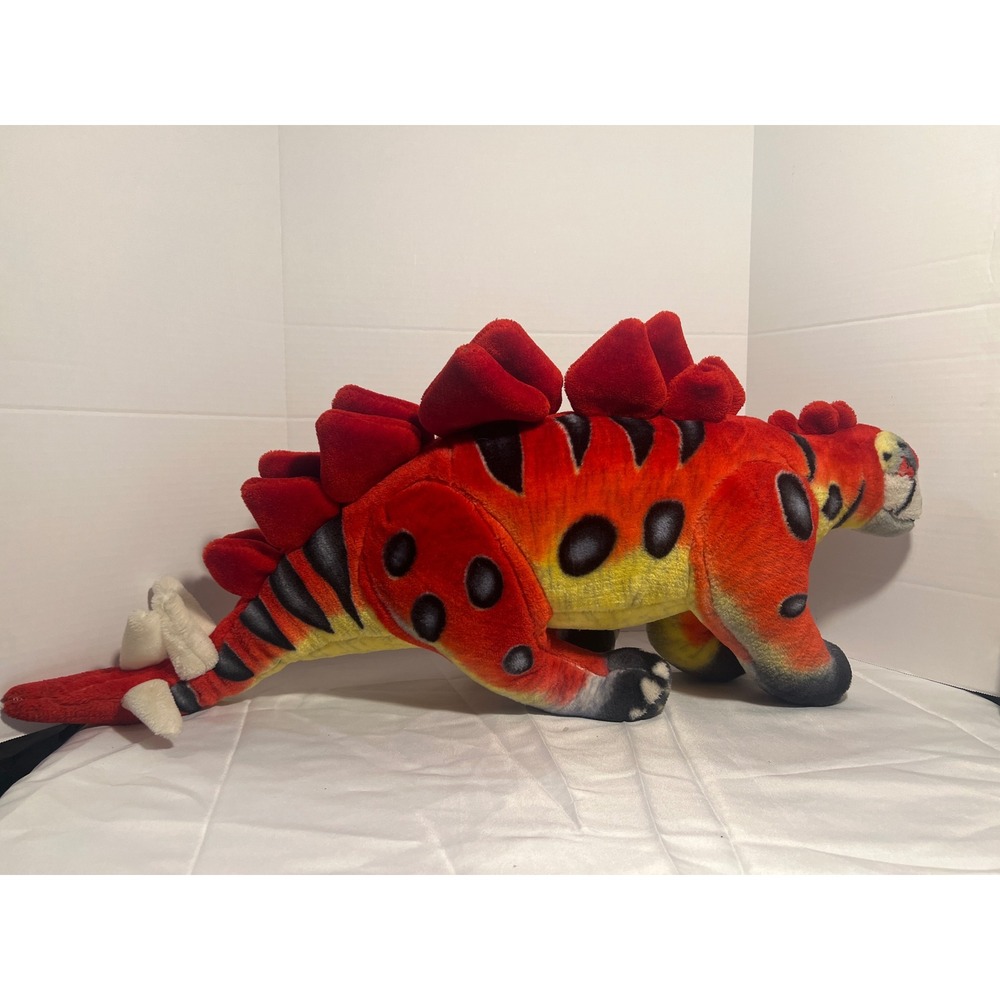 Melissa Doug Styracosaurus Dinosaur Plush Toy Orange Yellow Black Spots Large